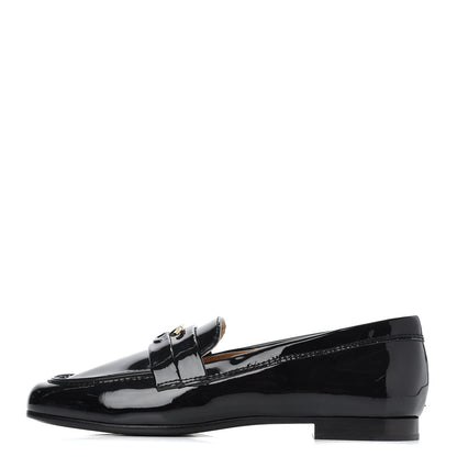 Chanel Patent CC Mocassin Loafers 35.5 Black 1 of 15