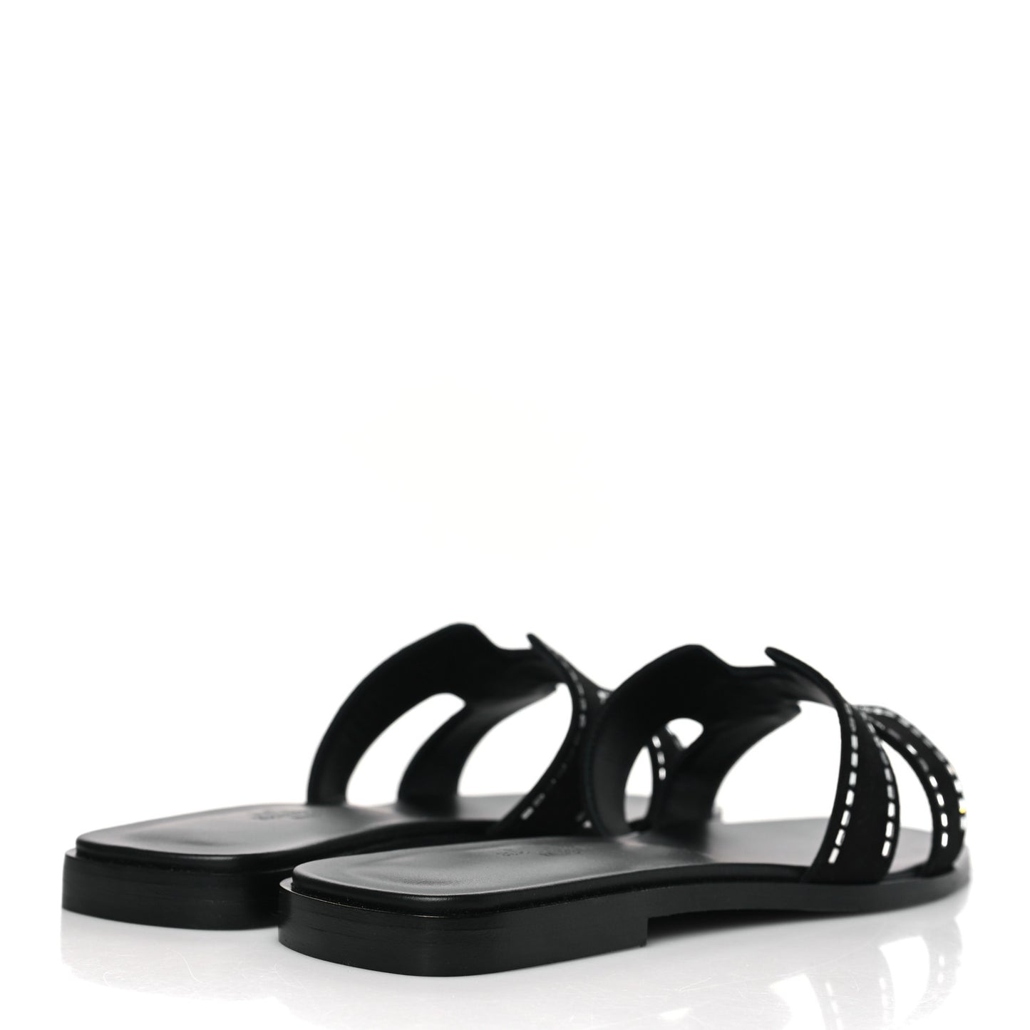 Suede Goatskin Crystal Embellished Oran Sandals 38.5 Black