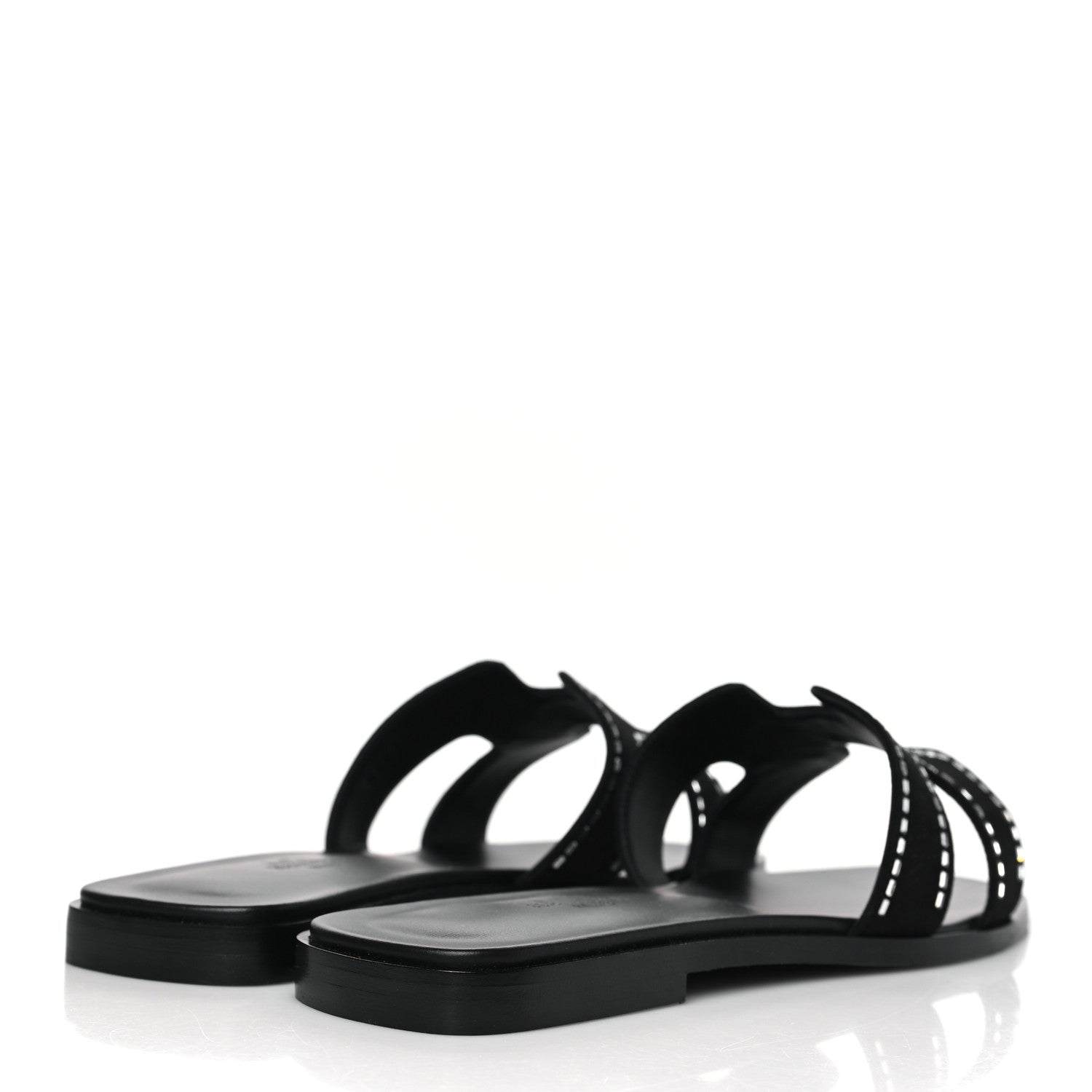 Hermes Suede Goatskin Crystal Embellished Oran Sandals 38.5 Black 4 of 9