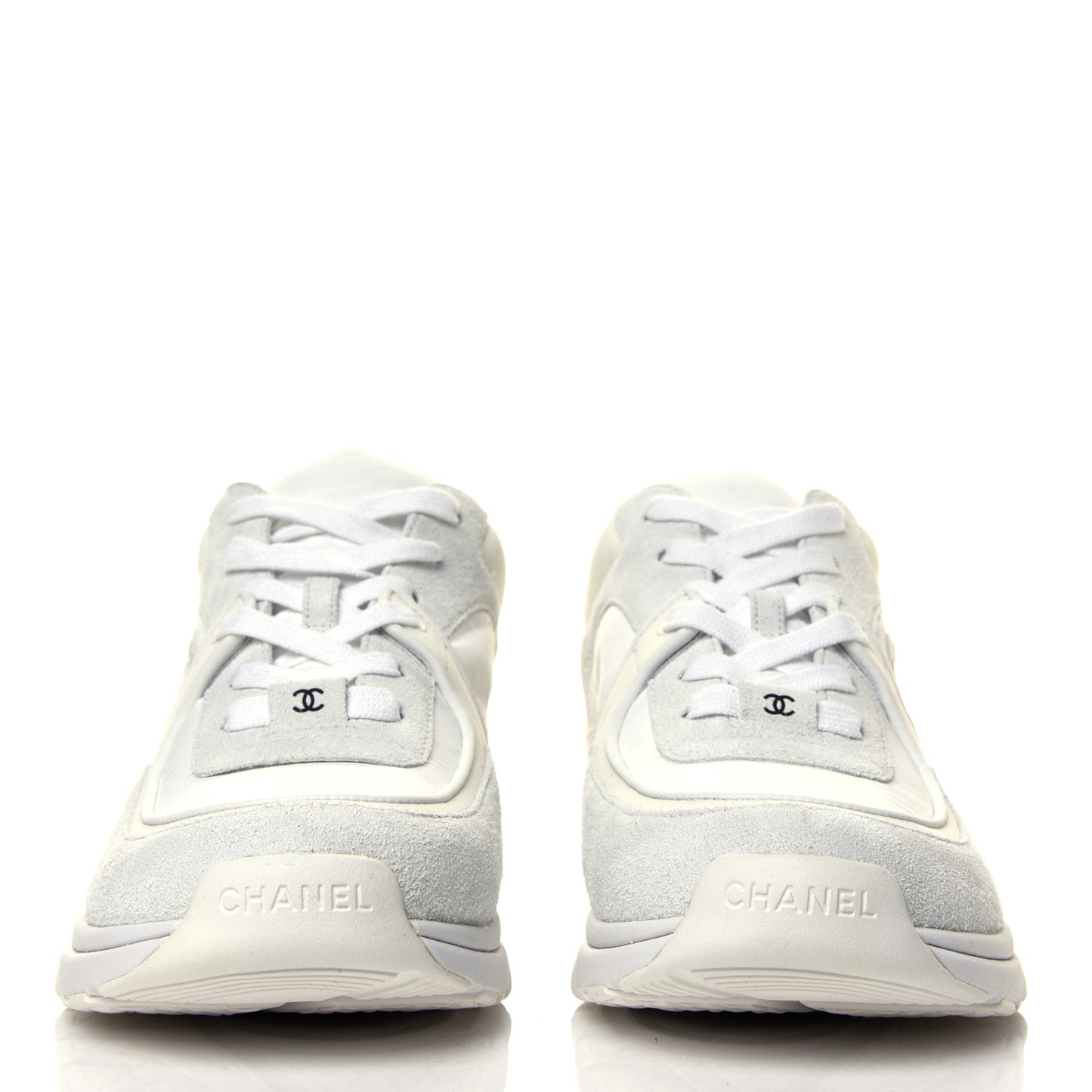 Suede Calfskin Fabric CC Sneakers 40.5 White