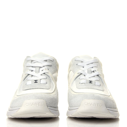 Chanel Suede Calfskin Fabric CC Sneakers 40.5 White 2 of 6