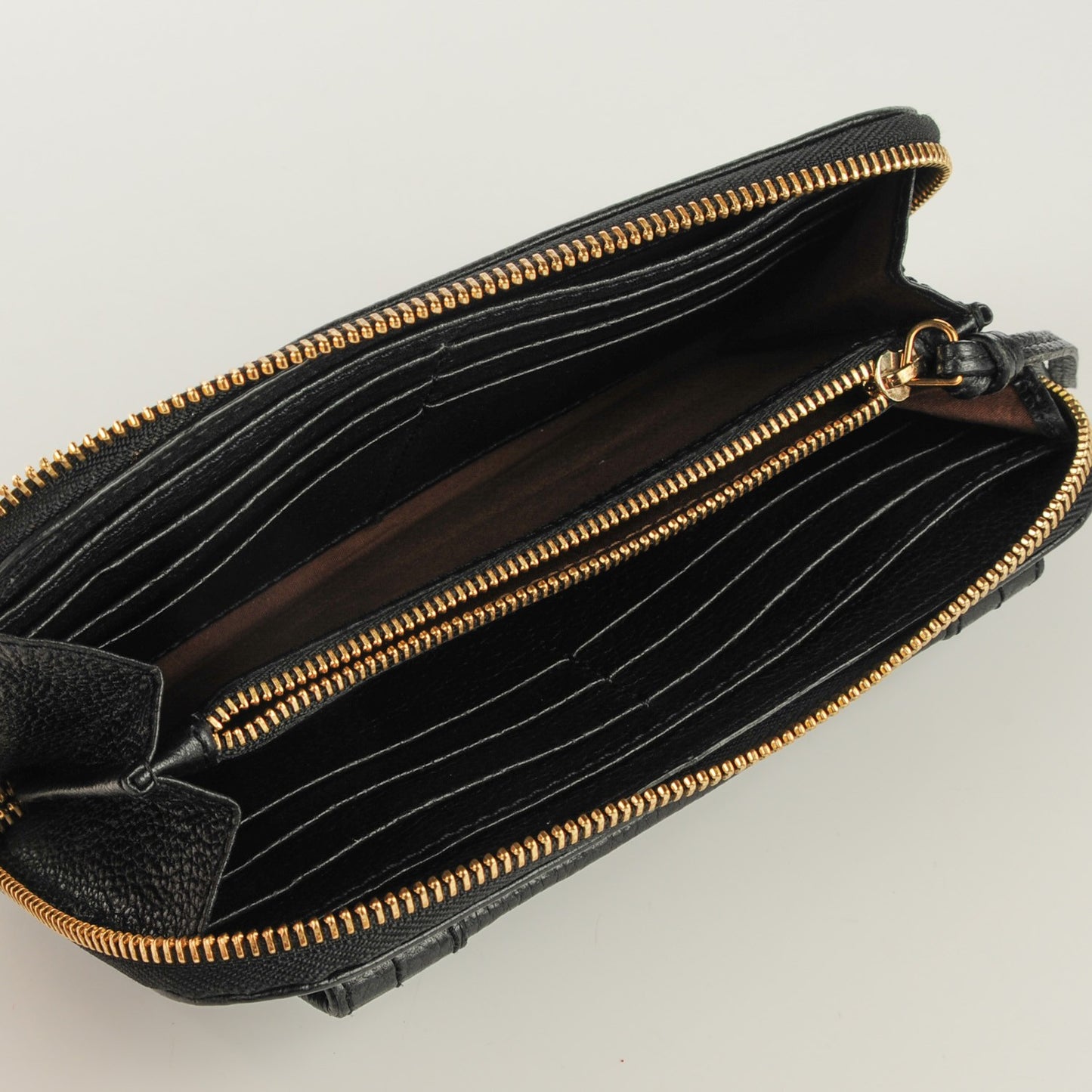 Grained Calfskin Paraty Zip Around Wallet Black