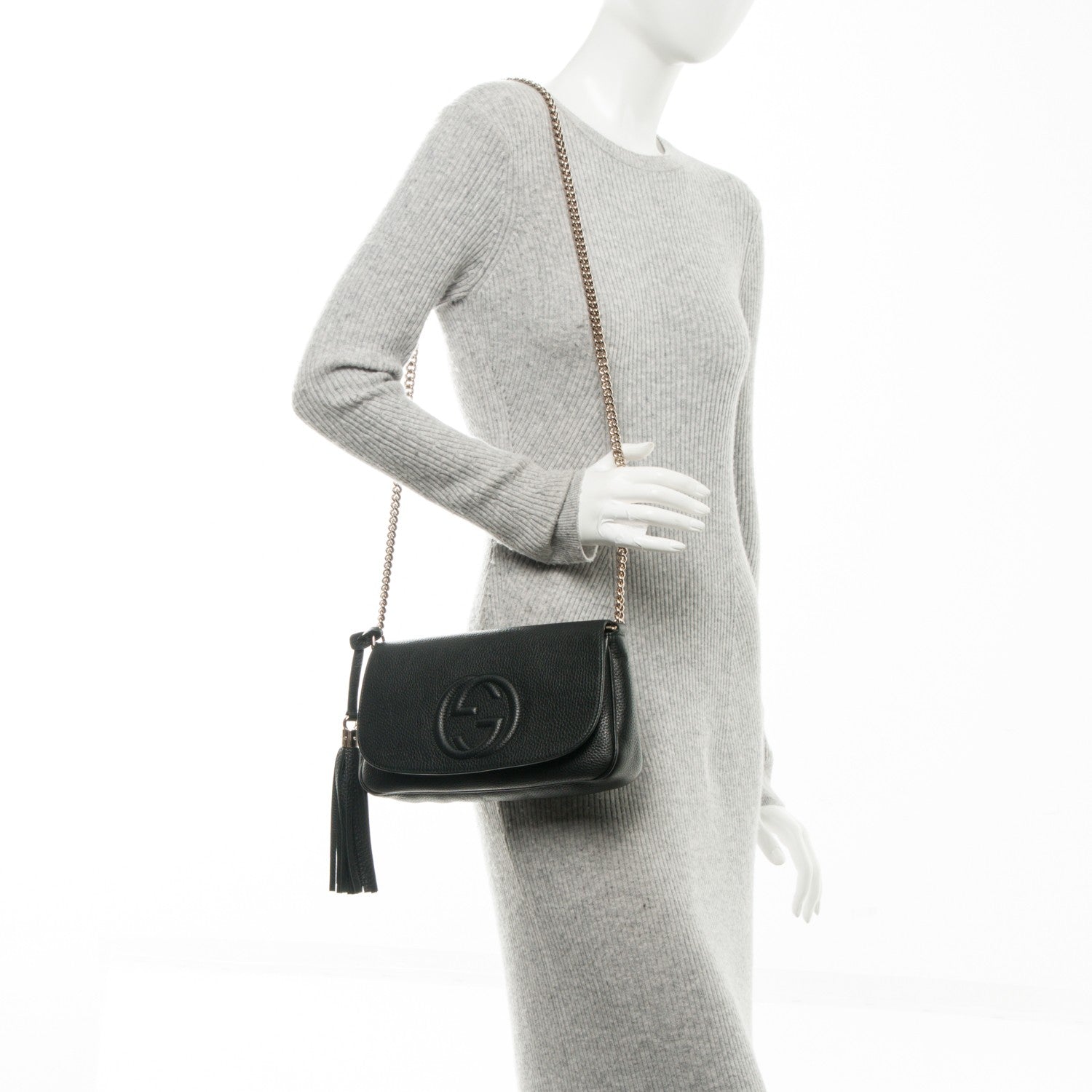 Gucci Pebbled Calfskin Medium Soho Flap Crossbody Black 2 of 7