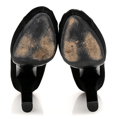 Louis Vuitton Suede Monogram Kimono Open Toe Pumps 37 Black 6 of 10
