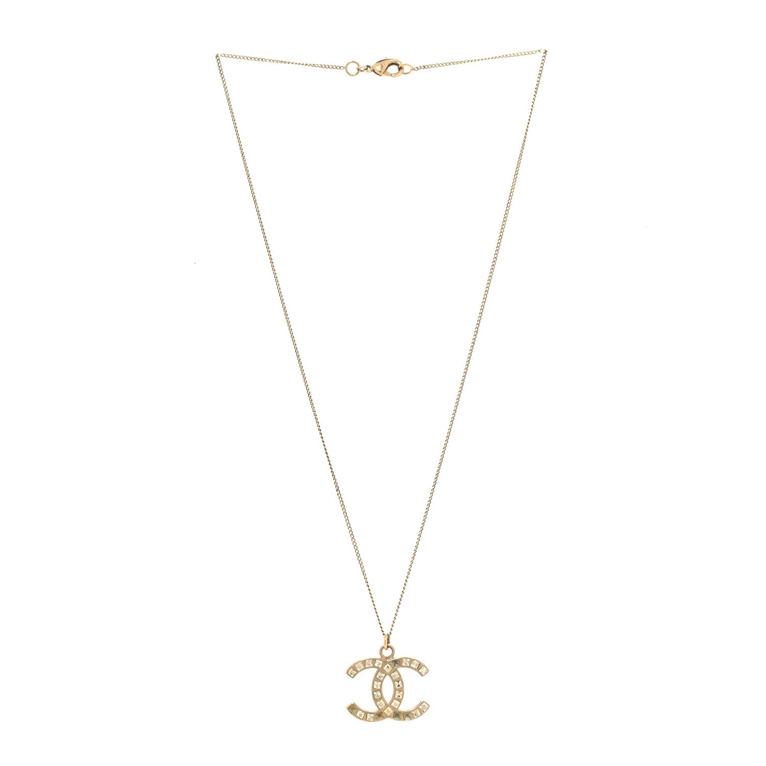 Chanel Baguette Crystal CC Necklace Light Gold 3 of 6