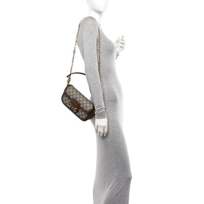 Gucci GG Supreme Monogram Small Horsebit 1955 Chain Shoulder Bag Beige Ebony Brown Sugar 2 of 10