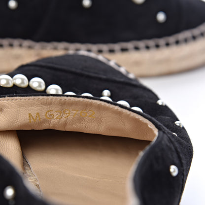 Chanel Suede Pearl CC Espadrilles 39 Black 9 of 11