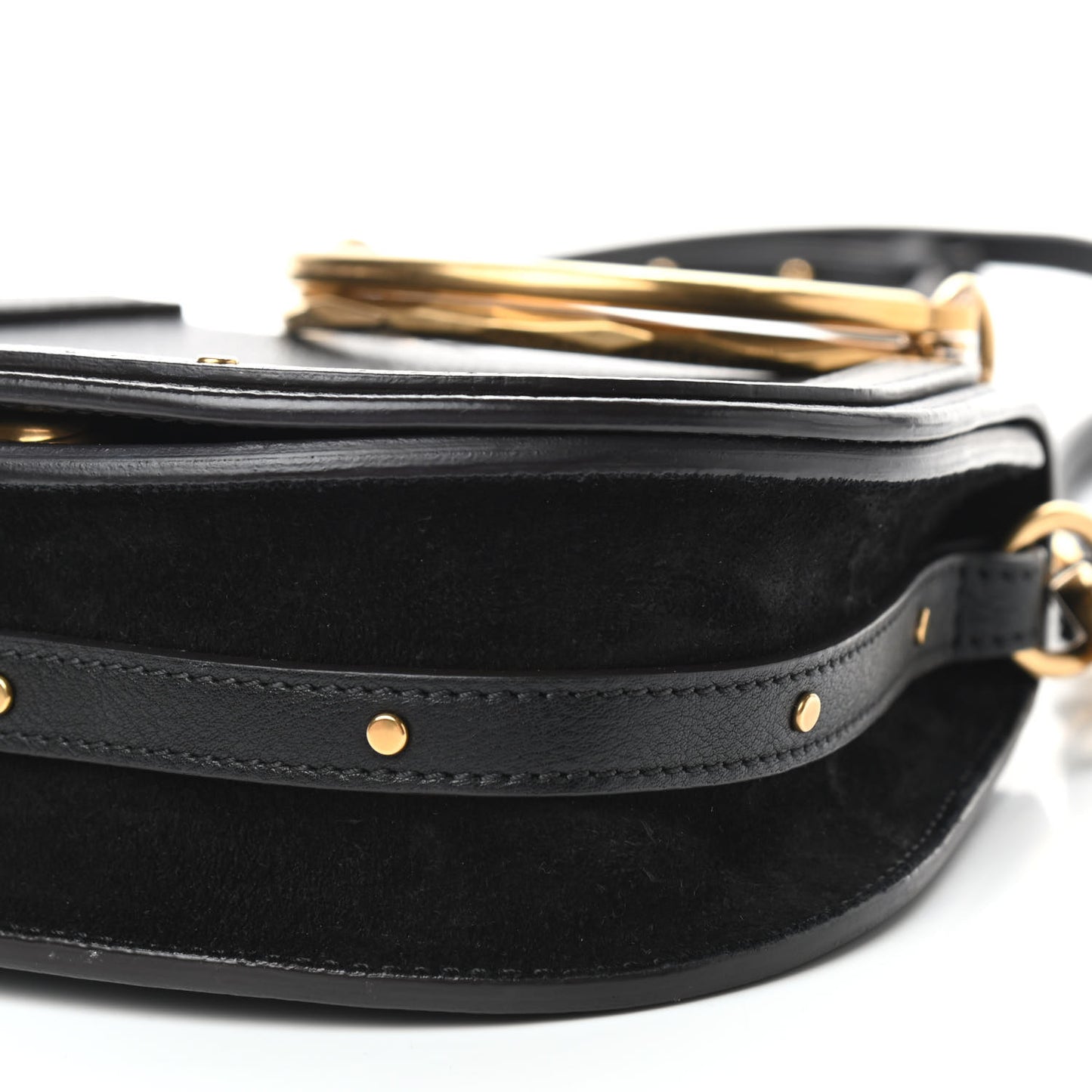Calfskin Suede Small Nile Bracelet Bag Black