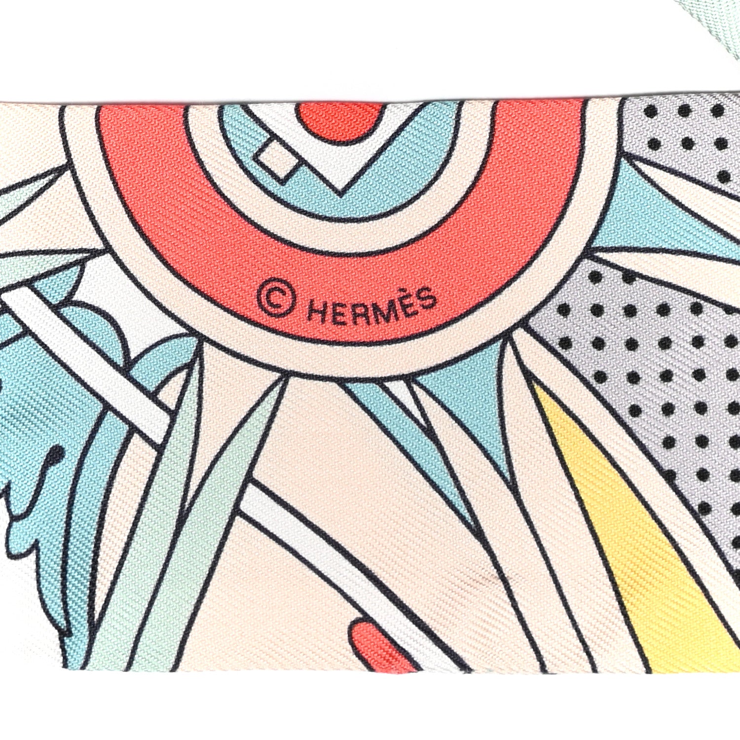 Hermes Silk Washington's Carriage Detail Twilly Creme Aqua Jaune 6 of 6