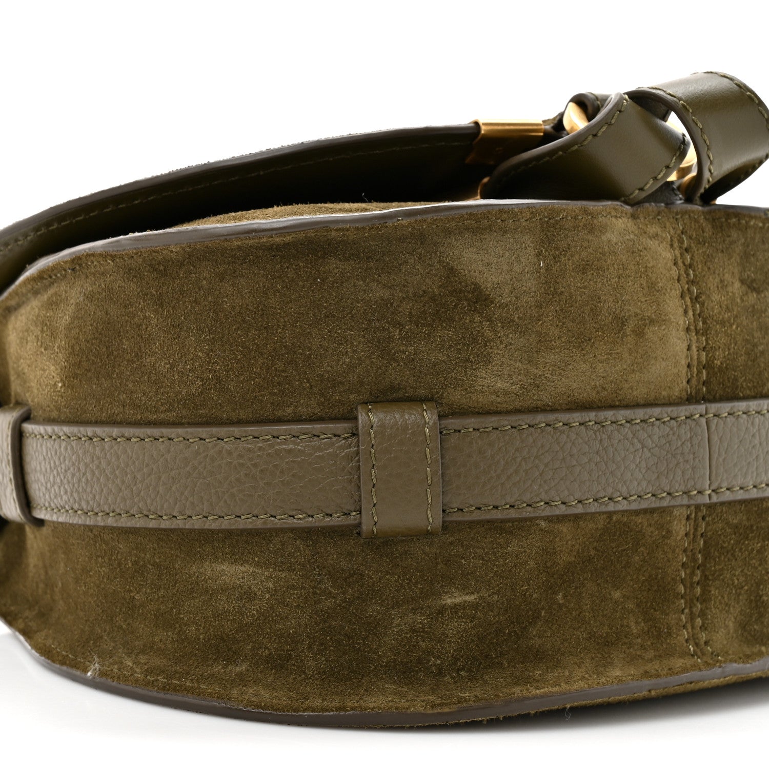 Chloe Suede Calfskin Small Marcie Saddle Bag Deep Olive 9 of 10