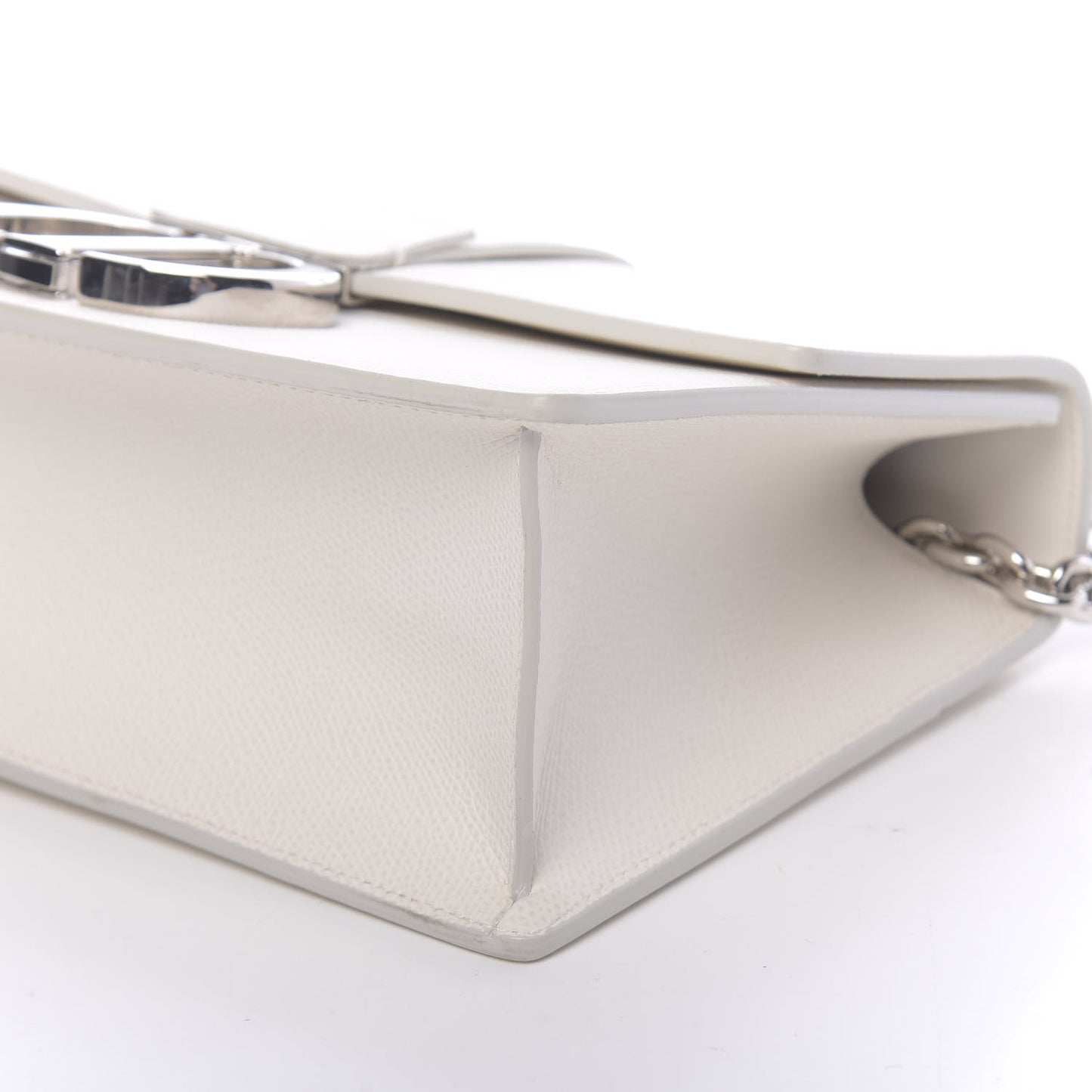 Grained Calfskin 30 Montaigne Chain Flap Bag White
