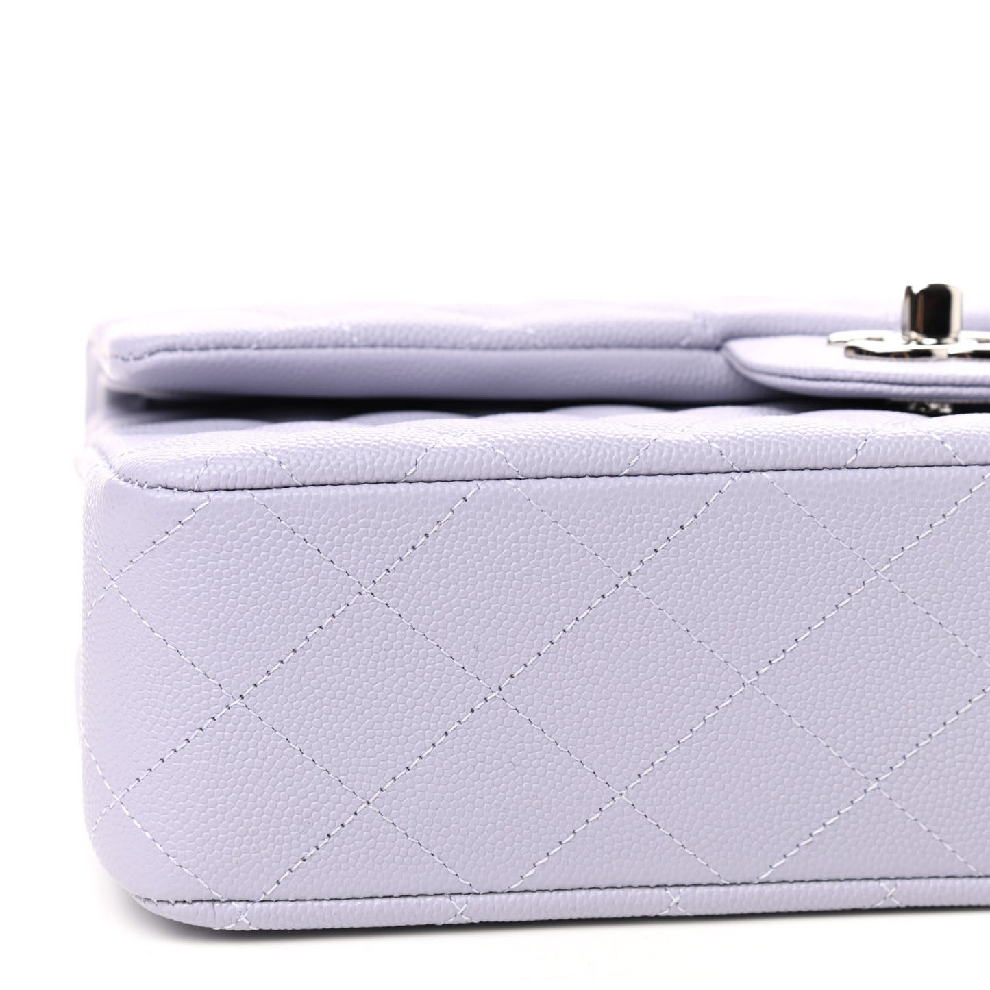 Caviar Quilted Medium Double Flap Light Purple