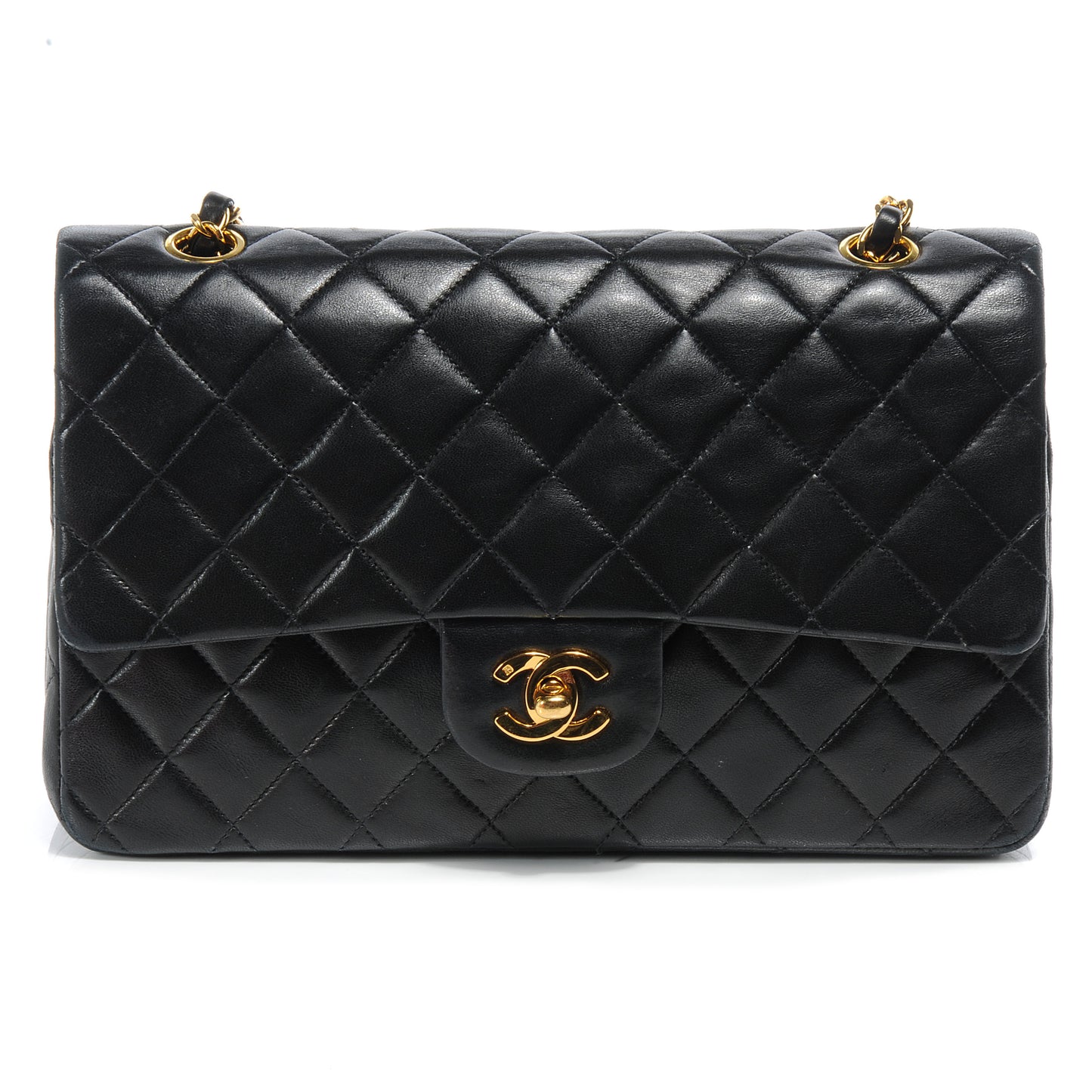 Lambskin Medium Double Flap Black