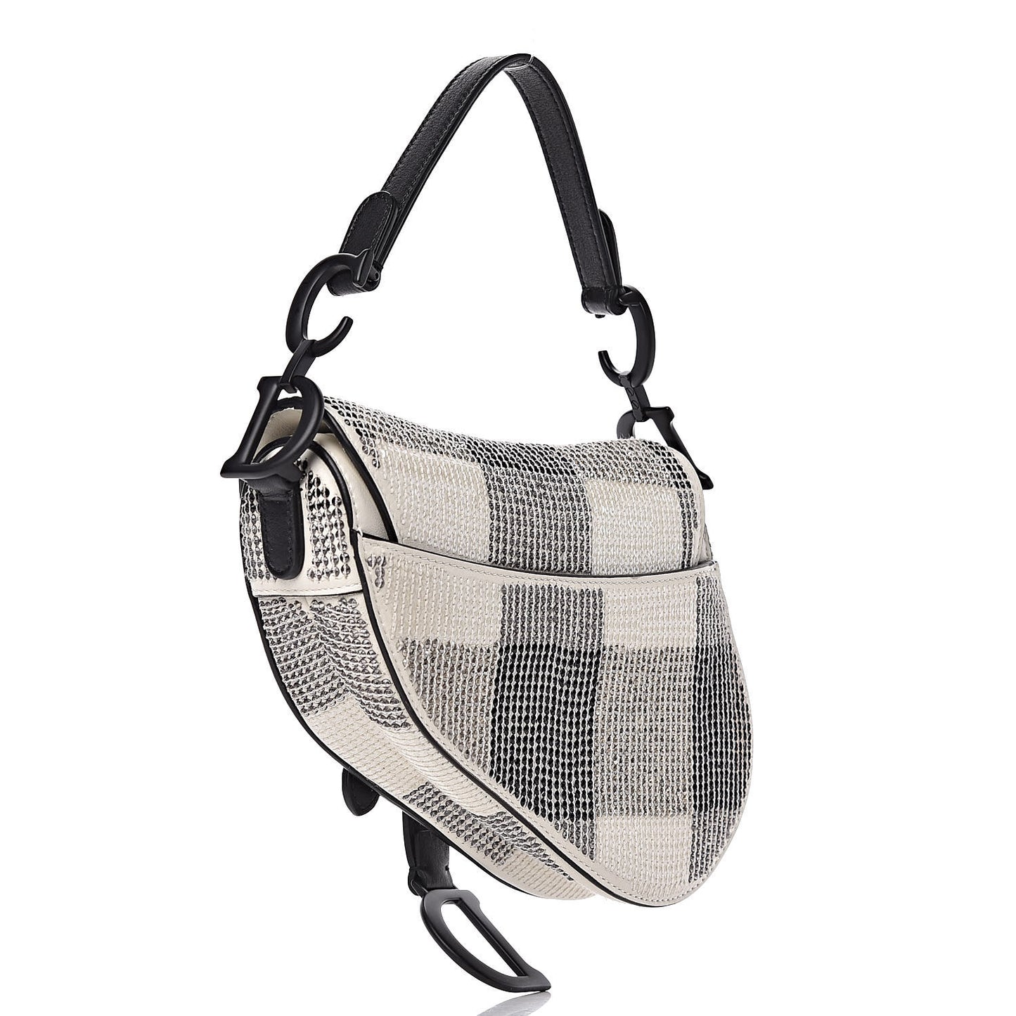 Crystal Calfskin Mini Saddle Bag Latte