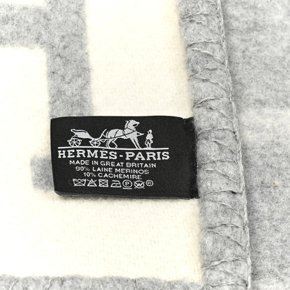 Hermes Wool Cashmere Avalon III Throw Blanket Ecru Gris Clair 3 of 3