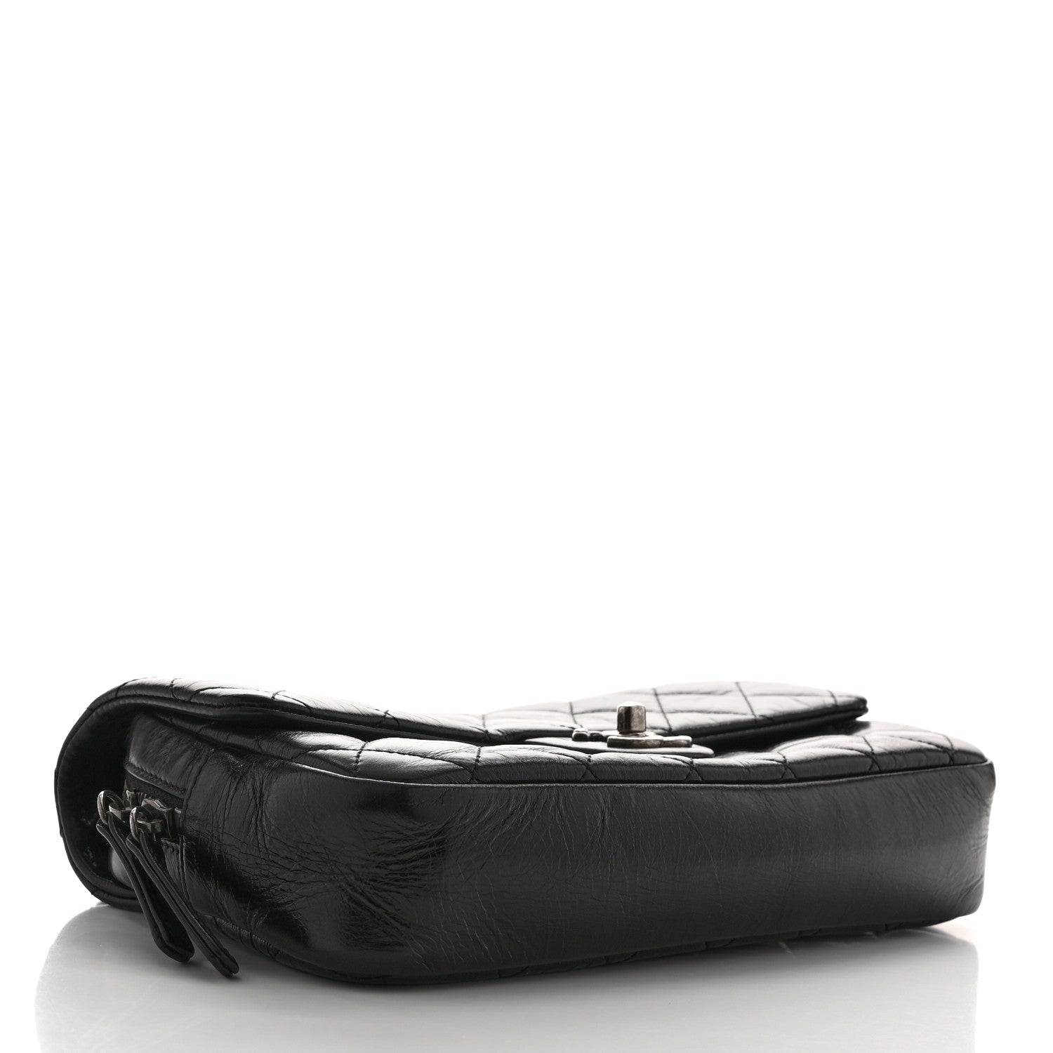 Chanel Glazed Calfskin Quilted Medium Duo Color Flap Black 4 of 12