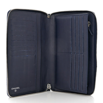 Chanel Caviar Quilted Large Zip Around Organizer Wallet Navy 5 of 11