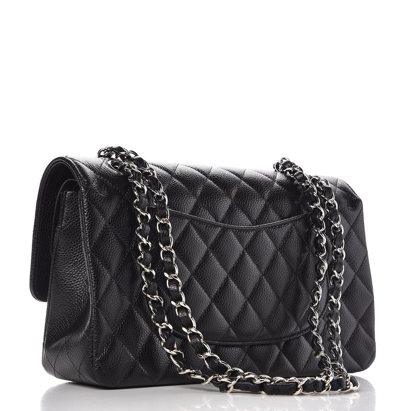 Caviar Quilted Medium Double Flap Black