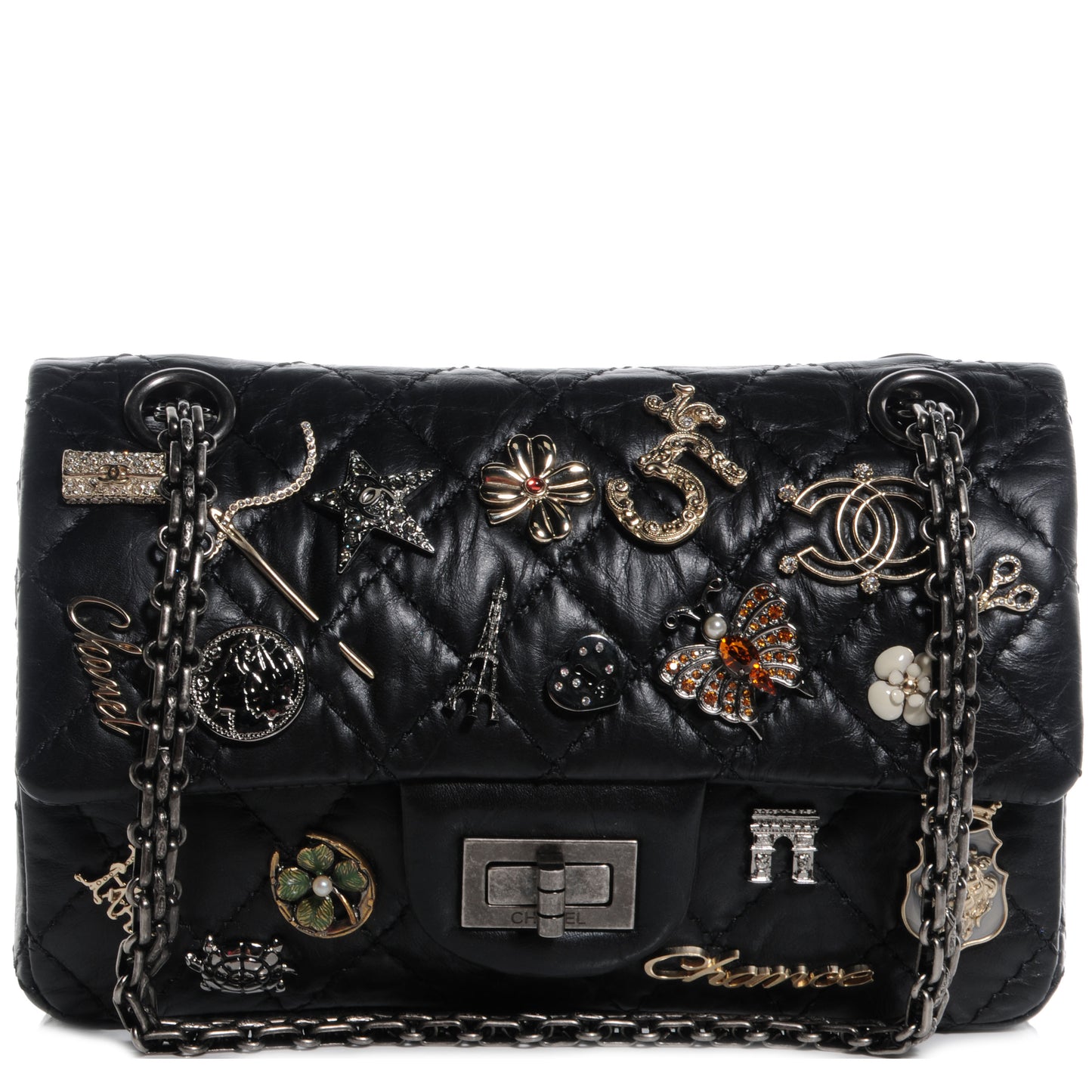 Aged Calfskin Lucky Charms 2.55 Reissue 224 Flap Black