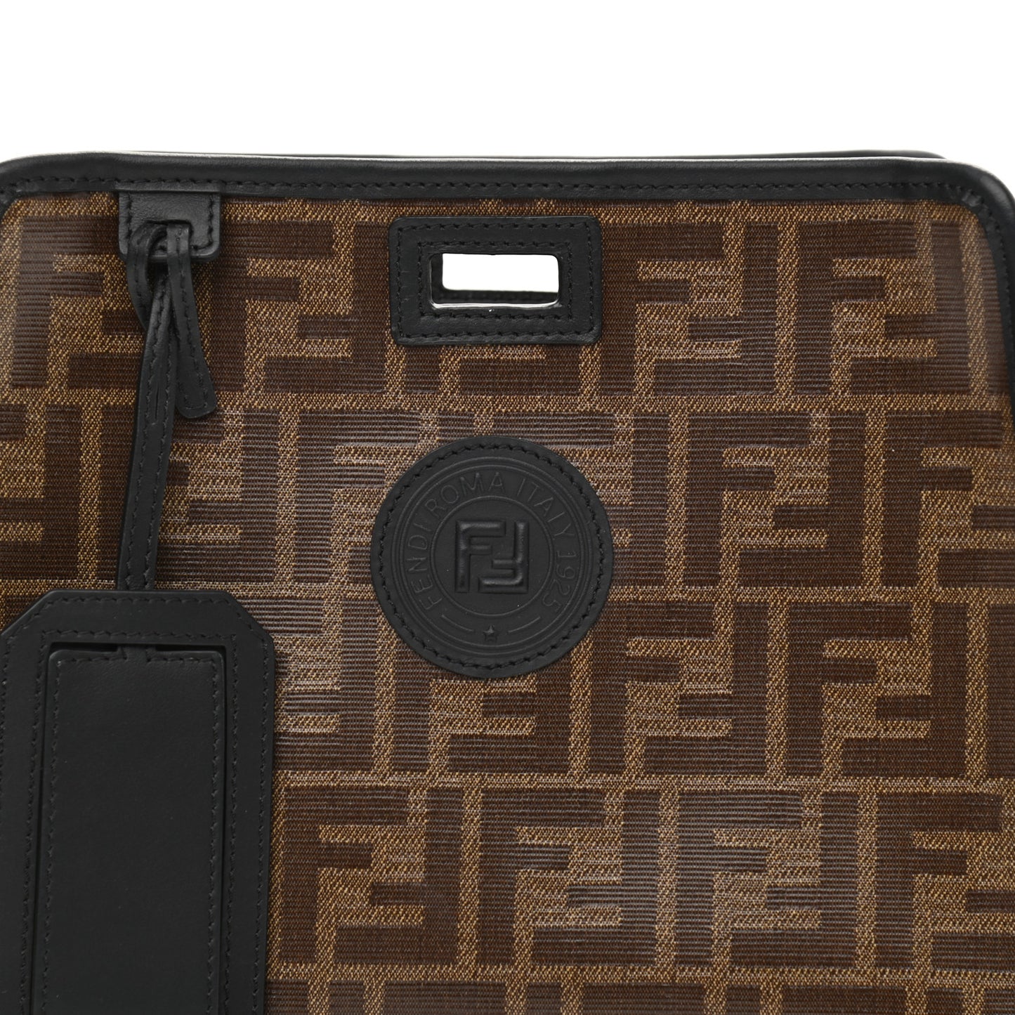 Glazed Fabric Vitello Century FF 1974 Stamp Patch Mini Peekaboo Defender Cover Mogano Panna Black