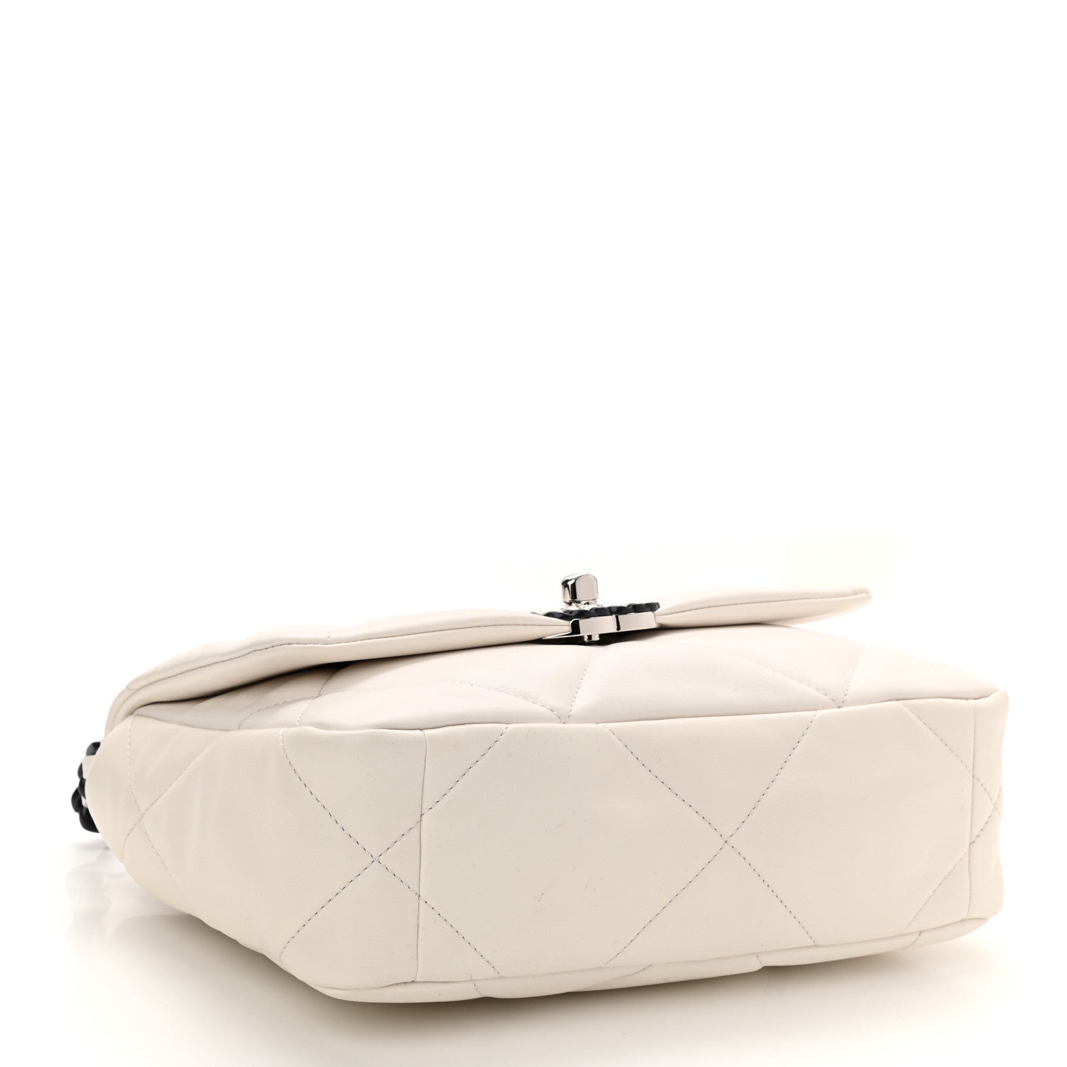 Chanel Glossy Calfskin Quilted Medium Chanel 19 Flap White Black 4 of 10