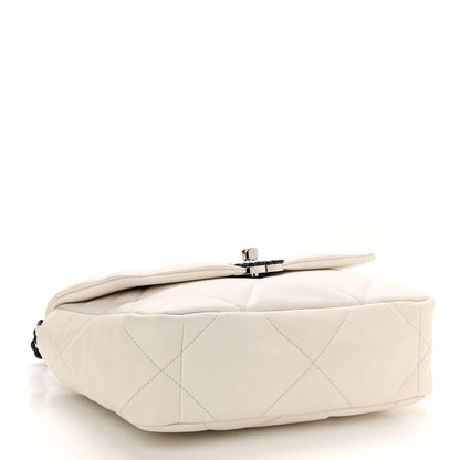 Chanel Glossy Calfskin Quilted Medium Chanel 19 Flap White Black 4 of 10