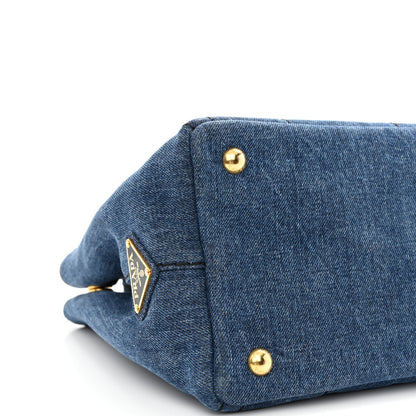 Prada Denim Small Logo Tote Bleu 10 of 11