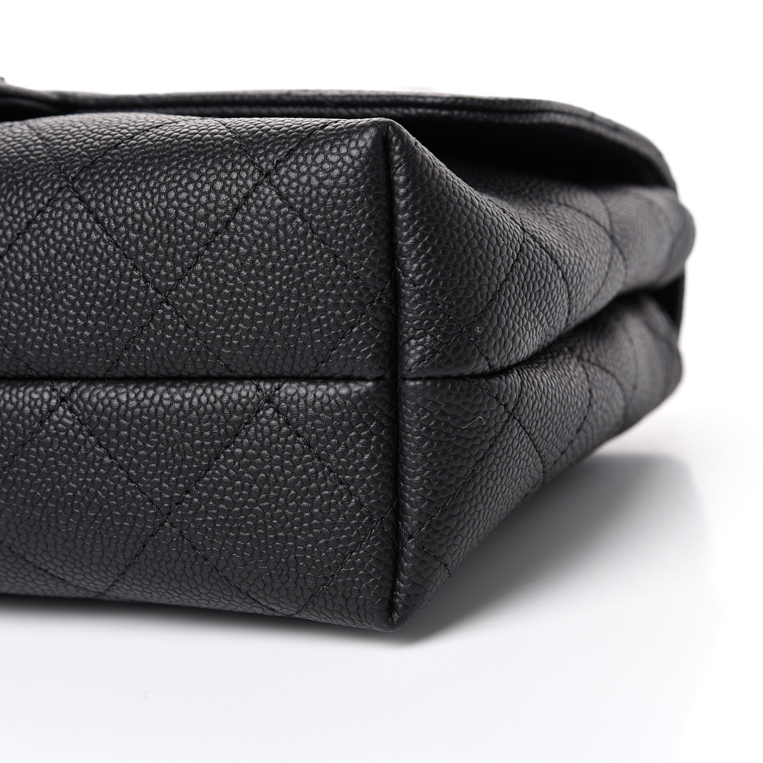 Chanel Grained Calfskin Stitched Medium Flap Black 9 of 9