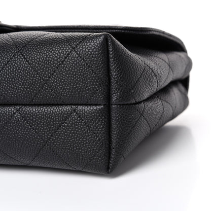 Chanel Grained Calfskin Stitched Medium Flap Black 9 of 9