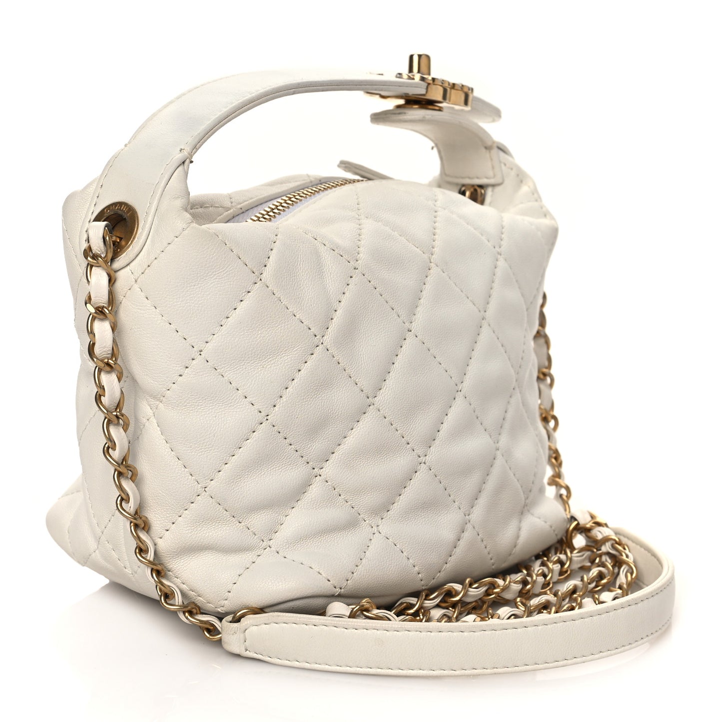 Lambskin Quilted Small Perfect Meeting Hobo White