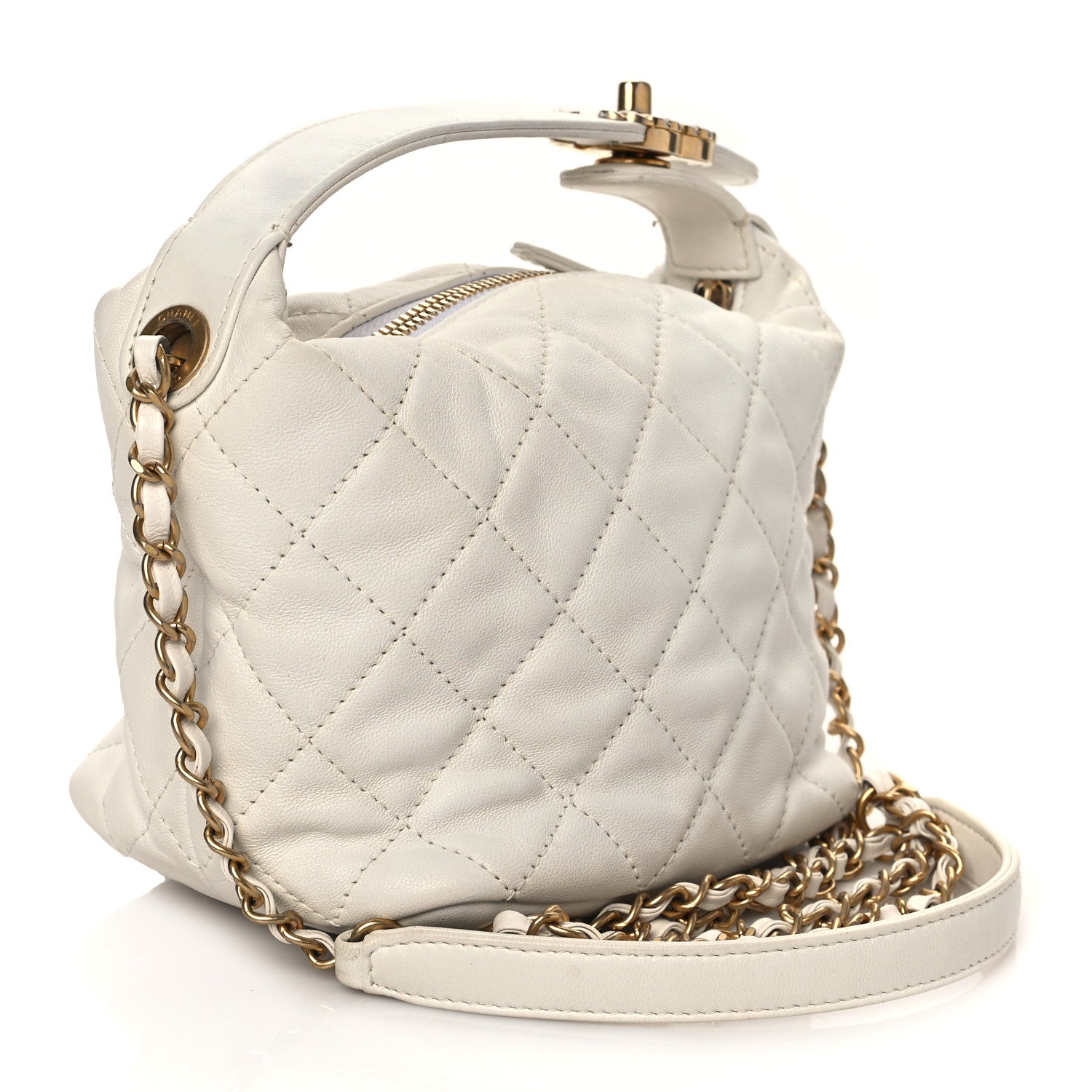 Chanel Lambskin Quilted Small Perfect Meeting Hobo White 3 of 11
