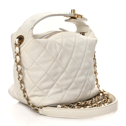 Chanel Lambskin Quilted Small Perfect Meeting Hobo White 3 of 11