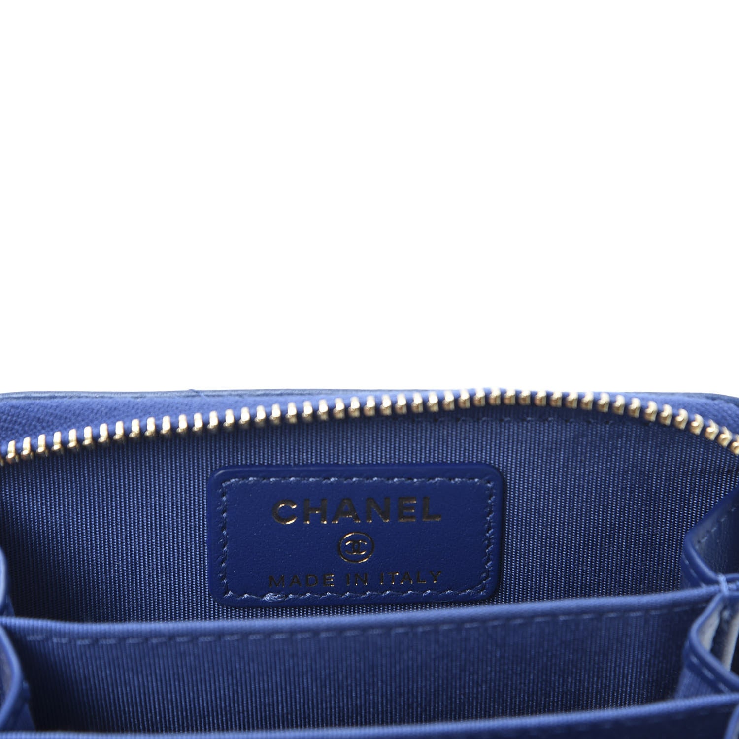 Chanel Goatskin Quilted 19 Zip Around Coin Purse Wallet Dark Blue 7 of 9