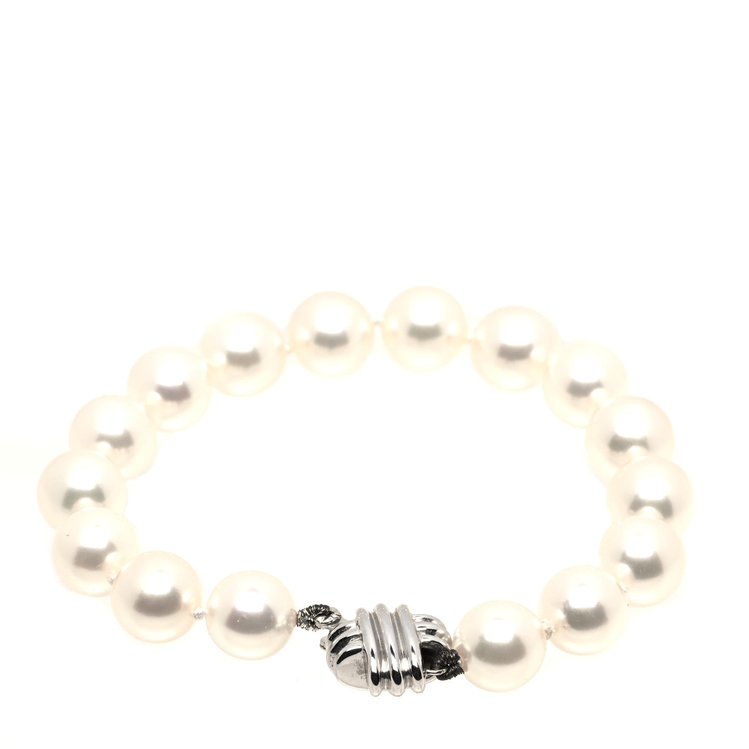 Tiffany 18K White Gold Pearl 9-9.5mm Signature Pearls Bracelet 2 of 6