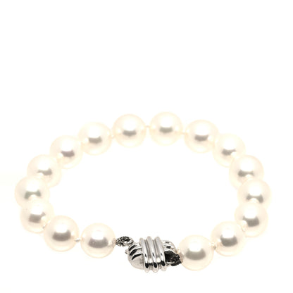Tiffany 18K White Gold Pearl 9-9.5mm Signature Pearls Bracelet 2 of 6