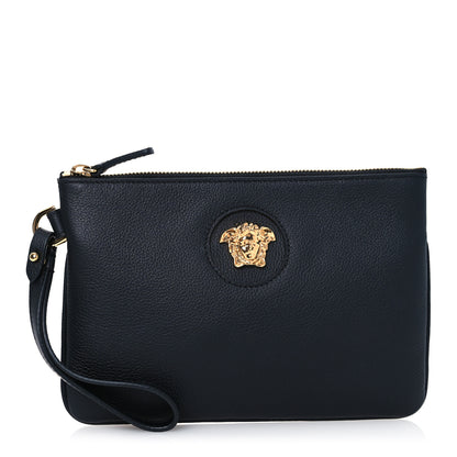 Versace Grained Calfskin La Medusa Pouch Black 1 of 6