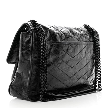 Saint Laurent Crinkled Calfskin Matelasse Monogram Medium Niki Chain Satchel Black 3 of 10