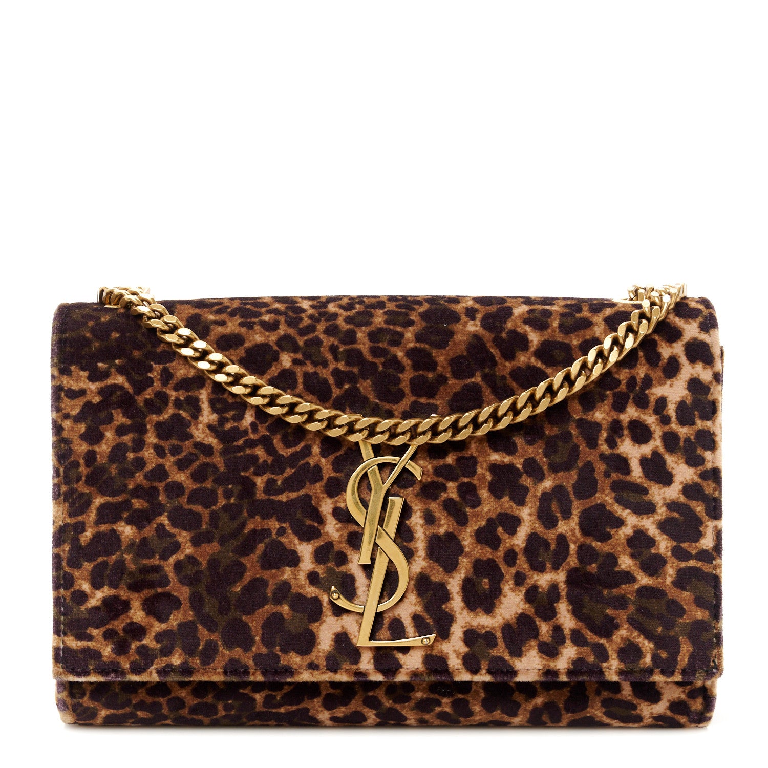 Saint Laurent Velvet Leopard Print Small Monogram Kate Satchel Manto Natural 1 of 11