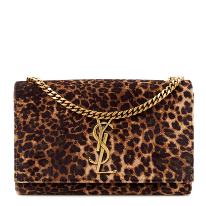 Saint Laurent Velvet Leopard Print Small Monogram Kate Satchel Manto Natural 1 of 11