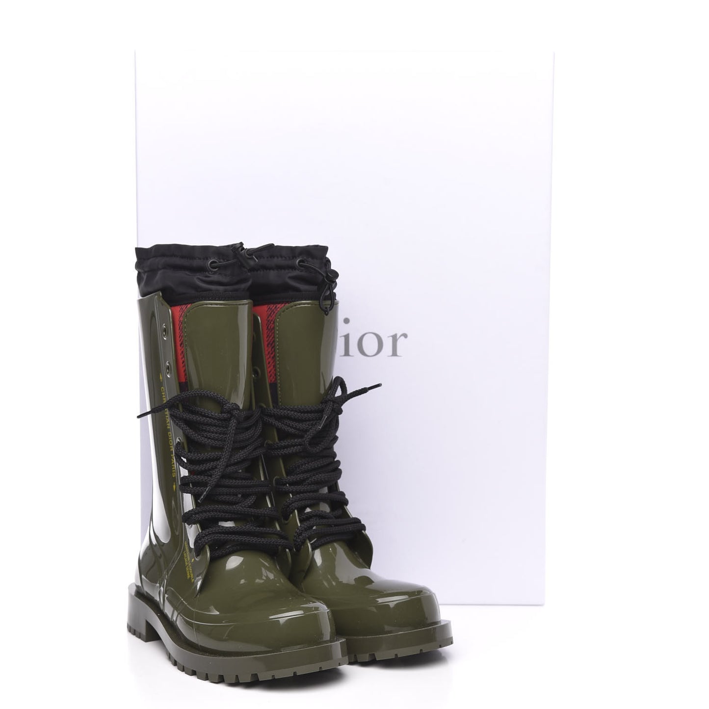 Shiny Rubber Diorcamp Low Boots 35 Military