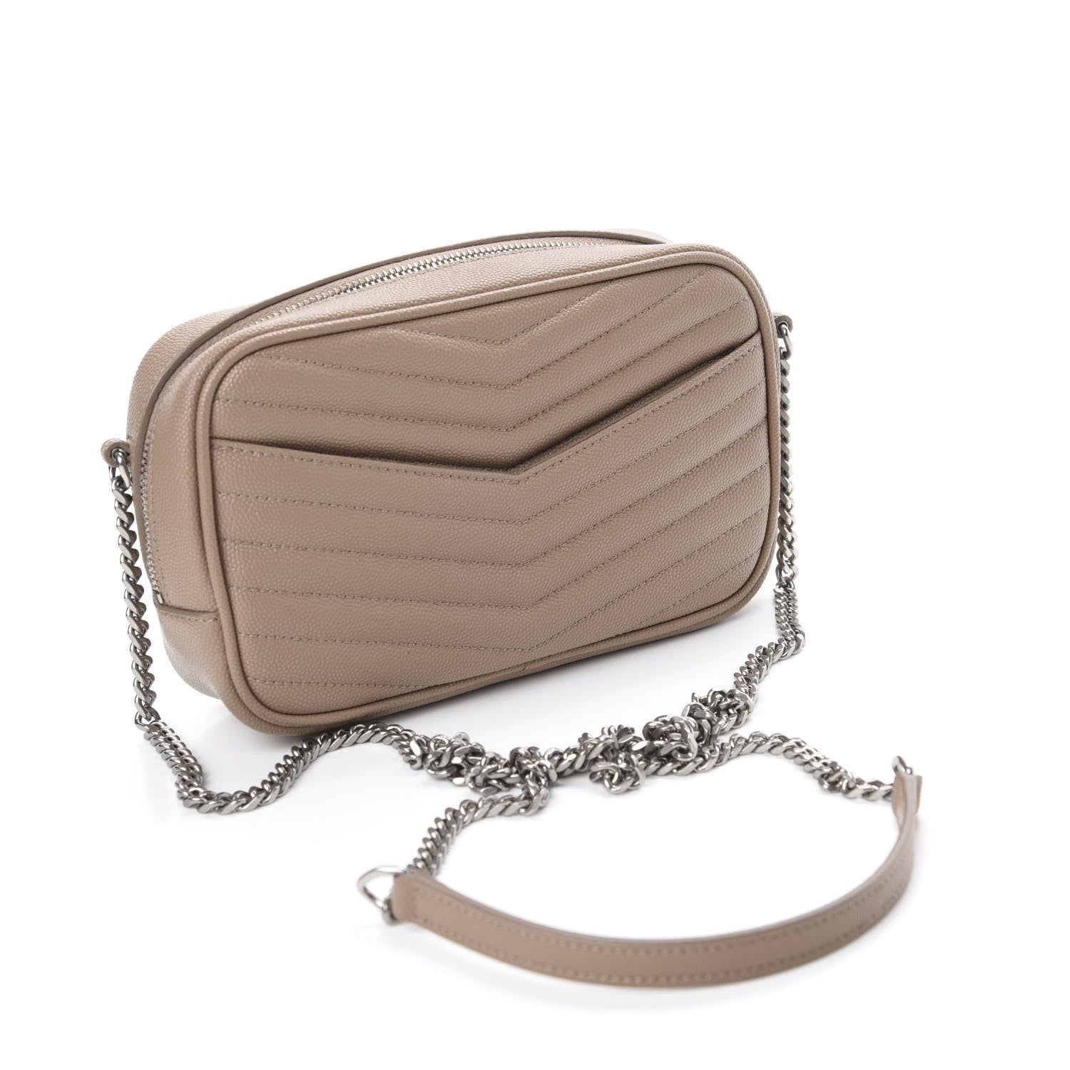 Saint Laurent Grain De Poudre Matelasse Monogram Mini Lou Camera Bag Dark Beige 3 of 11