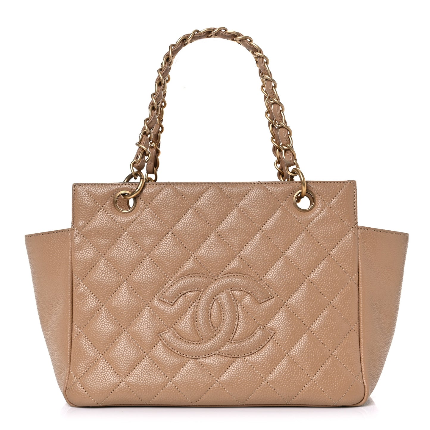 Caviar Quilted Petit Timeless Tote PTT Beige