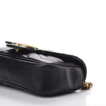 Gucci Calfskin Matelasse Super Mini GG Marmont Shoulder Bag Black 6 of 11