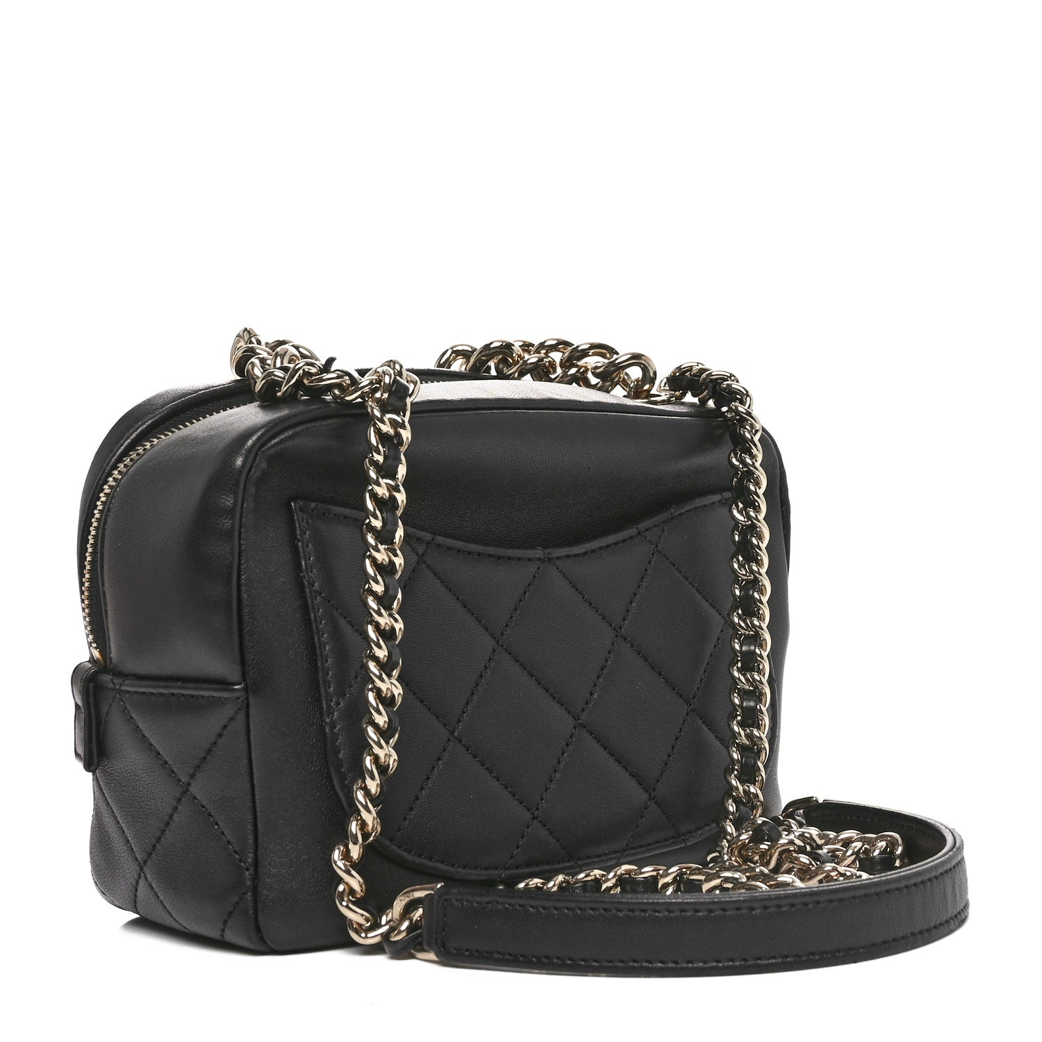 Chanel Lambskin Quilted Studded Quilted Vanity Case With Chain Black 3 of 10