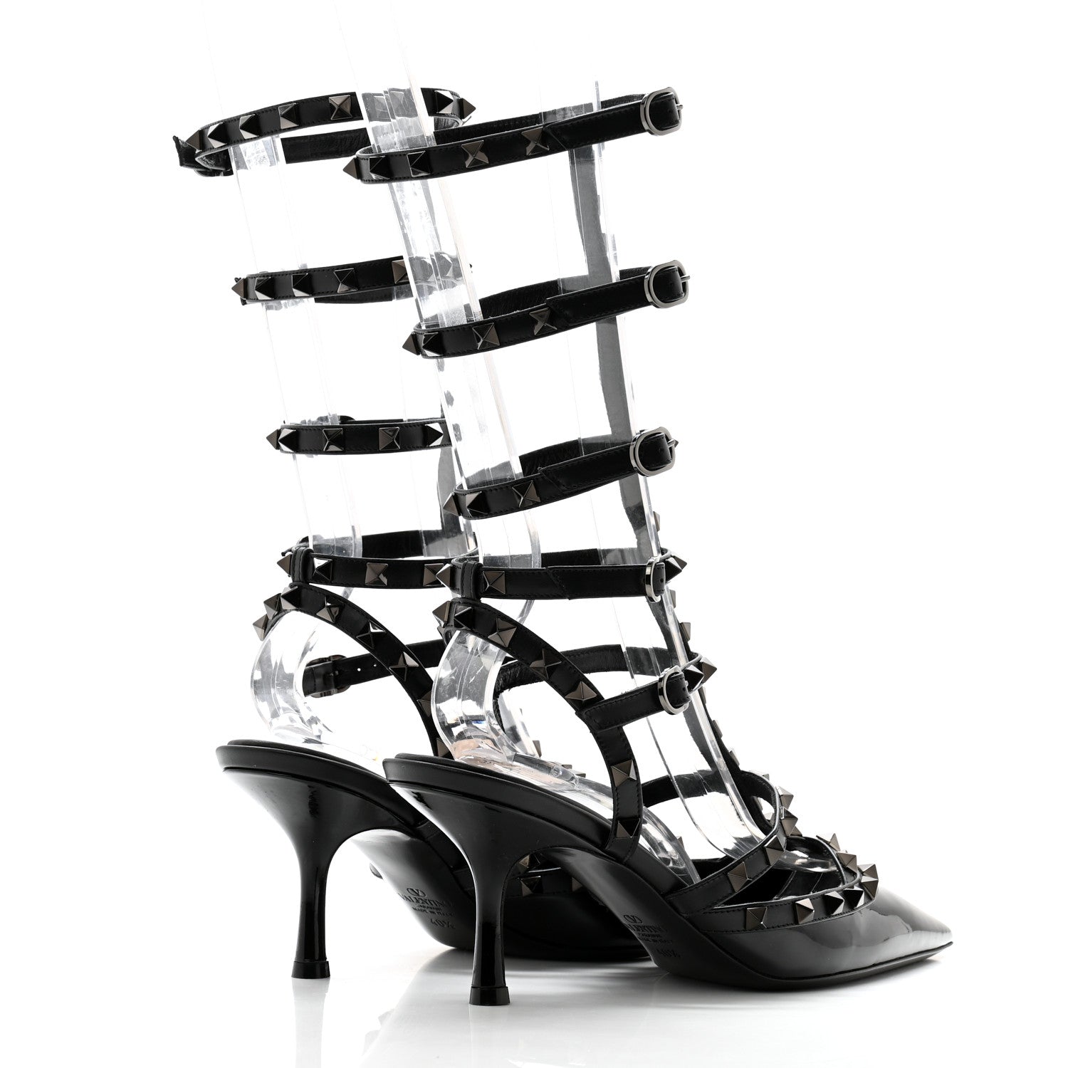 Valentino Garavani Patent Monochrome Rockstud 70mm Pumps 40.5 Black 4 of 11
