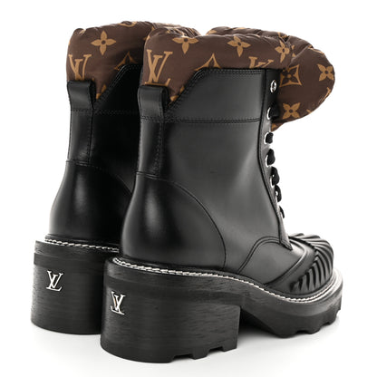 Louis Vuitton Calfskin Monogram Nylon LV Beaubourg Ankle Boots 37.5 Black 4 of 8