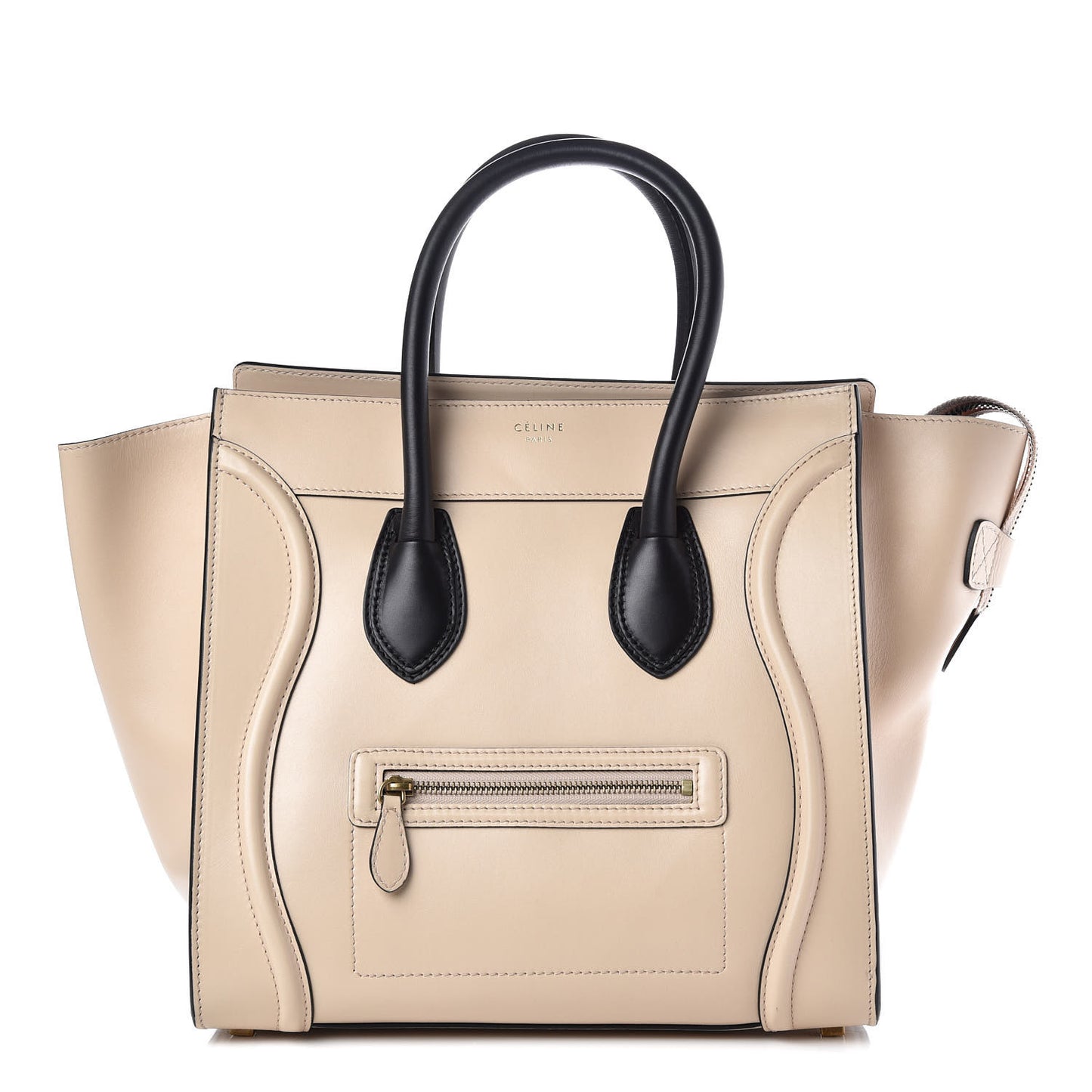 Satin Calfskin Mini Bi-Color Luggage Powder Black