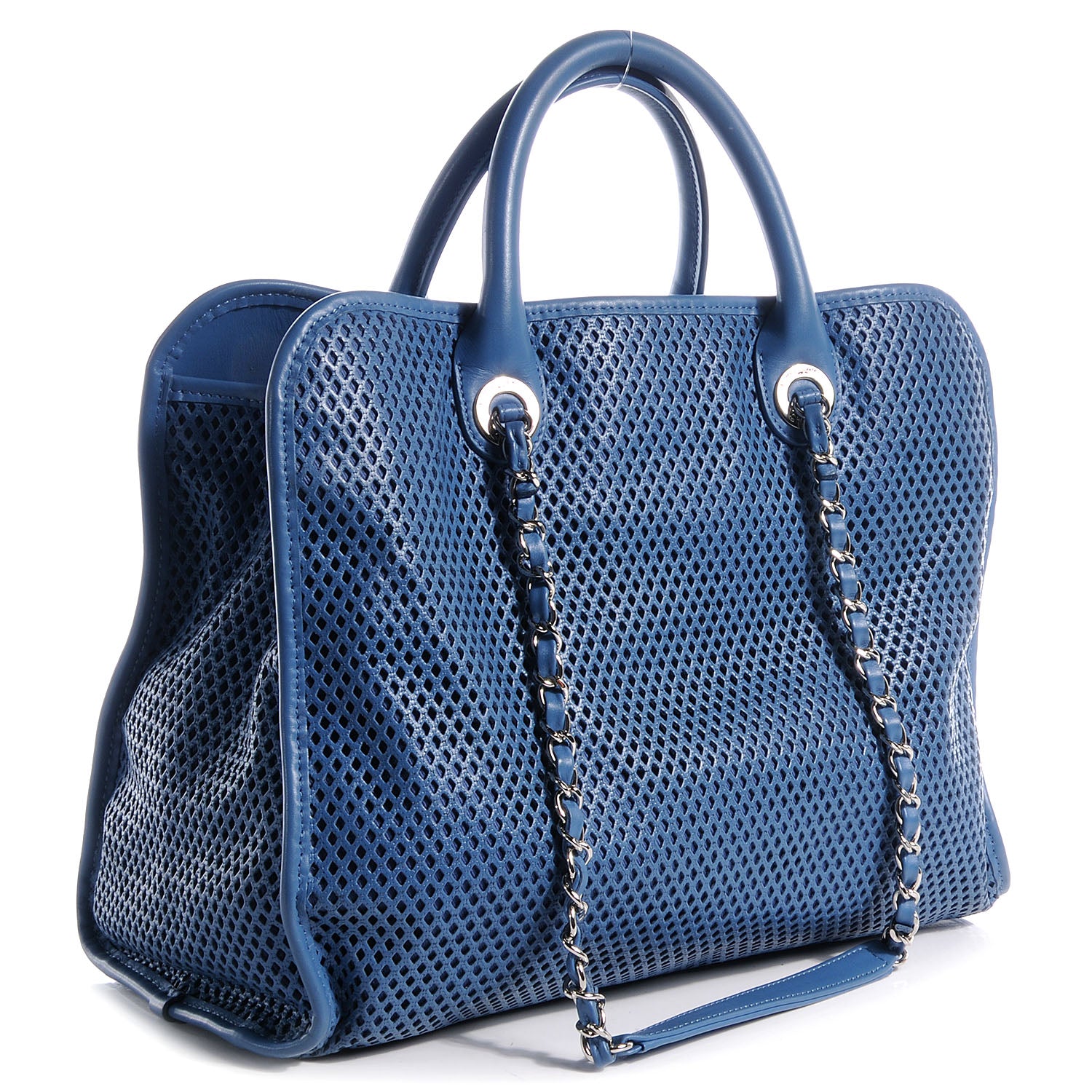 Chanel Calfskin Perforated Up In The Air Tote Dark Blue 4 of 9