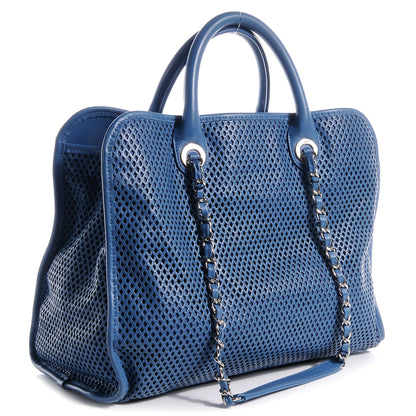 Chanel Calfskin Perforated Up In The Air Tote Dark Blue 4 of 9