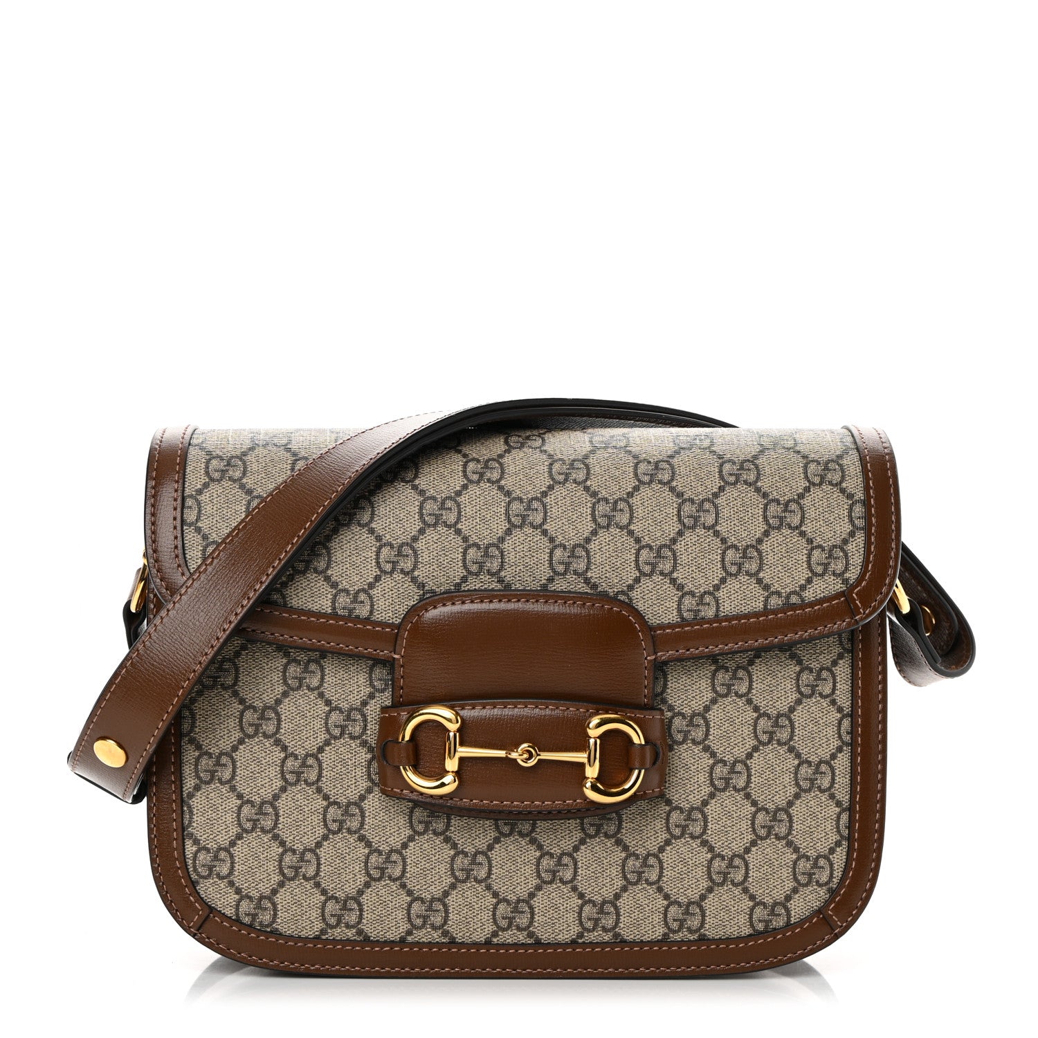 Gucci GG Supreme Monogram Horsebit 1955 Shoulder Bag Beige Brown Sugar 1 of 15